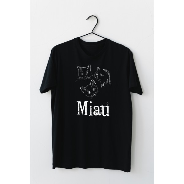 Tricou negru personalizat cu pisicuta Miau 6